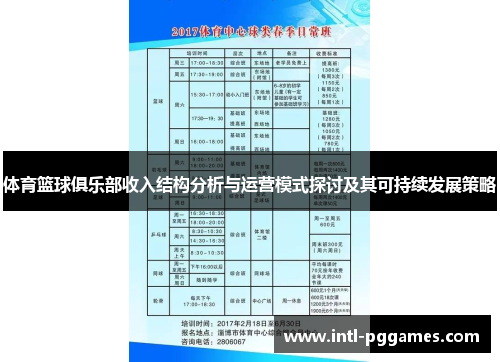 体育篮球俱乐部收入结构分析与运营模式探讨及其可持续发展策略 体育篮球俱乐部收入结构分析与运营模式探讨及其可持续发展策略